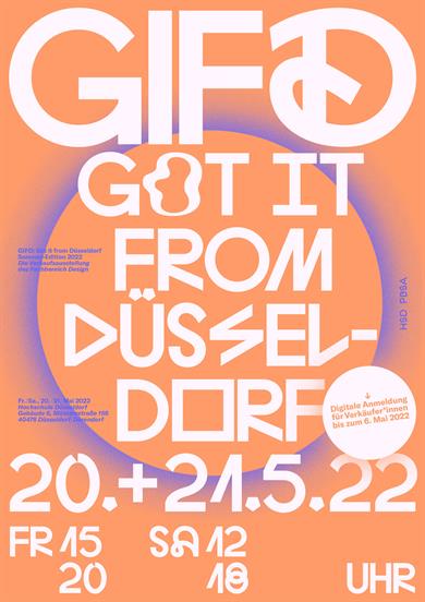 Plakat des GIFD - Got it from Düsseldorf. Got it from Düsseldorf ist die Verkaufsplattform des Fachbereich Design.