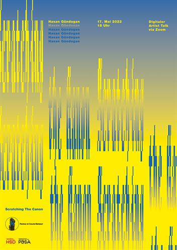 Poster for the lecture by Hasan Gündogan during the event series "Scratching the Canon".