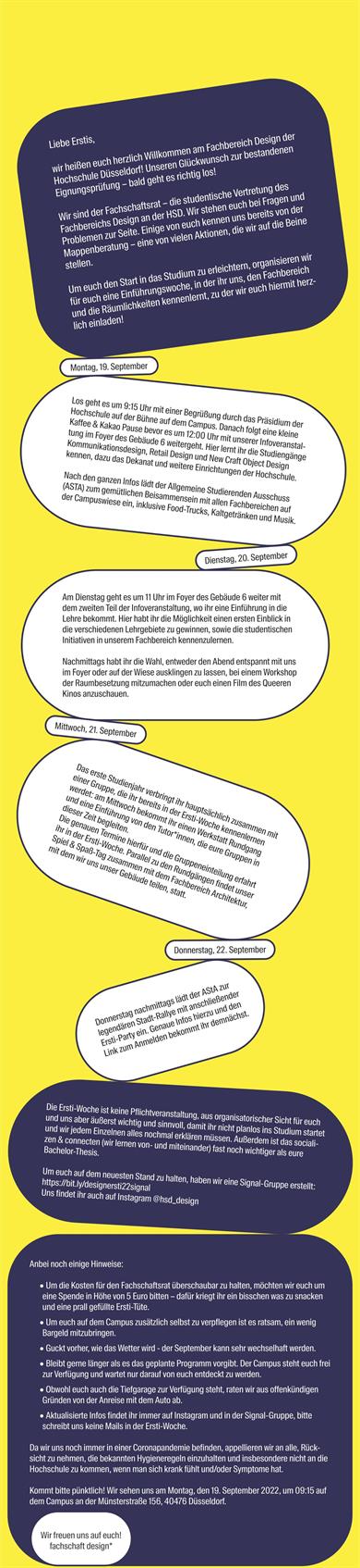 The letter to first-year students in the Design Department.