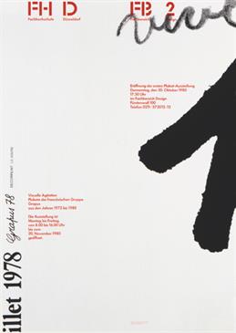 Plakat zur Ausstellung "Visuelle Agitation - Plakate der französischen Gruppe Grapus", aus dem Jahr 1980, gestaltet von Helfried Hagenberg.