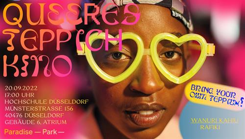 Poster for the event "Queer Carpet Cinema" as part of the introductory week for first-year students.