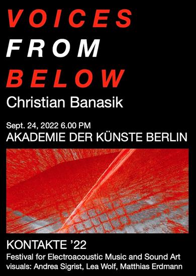 Poster for the audiovisual work VOICE FROM BELOW by Christian Banasik.