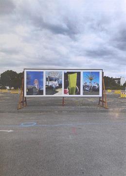 Photo by the artist Markus Ambach. The picture shows a billboard covered with stickers.