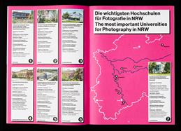 A double page spread from issue 8 of the photo magazine L Fritz with the most important universities for photography in NRW.