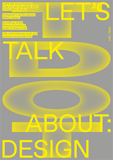 Join us for the second "Let's talk about Design". Via Instagram Live from EuroShop on 27.02.2023 at 4 p.m. about the Retail Design course.