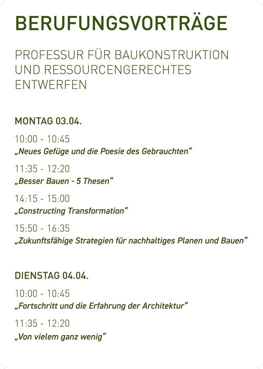 Plakat_Berufungsvorträge_Baukonstruktion_Ressourcengerechtes_Entwerfen_2023