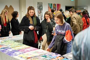 Photo during the exhibition of the final projects of Ruohan Wang