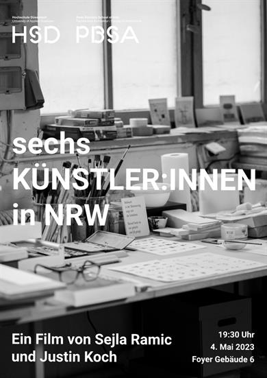 Poster for the premiere of the film "sechs Künstler:innen in NRW" by Sejla Ramic and Justin Koch.