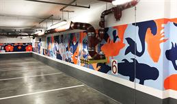 Wall design for me and all hotel Düsseldorf by students of the department of design.