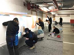Wall design for me and all hotel Düsseldorf by students of the department of design.