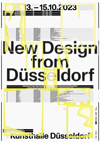 Plakat für die Ausstellung "New Design from Düsseldorf" in der Kunsthalle vom 13. bis 15. Oktober.