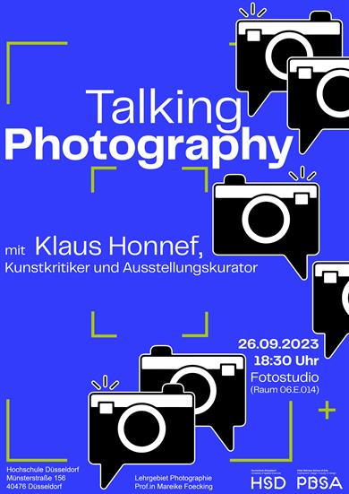Talking Photography with Klaus Honnef on September 26, 2023 at 6:30 p.m. in the photo studio at Düsseldorf University of Applied Sciences.