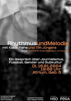Plakat für die Veranstaltung Rhythmus und Melodie am 16. Januar 2024.